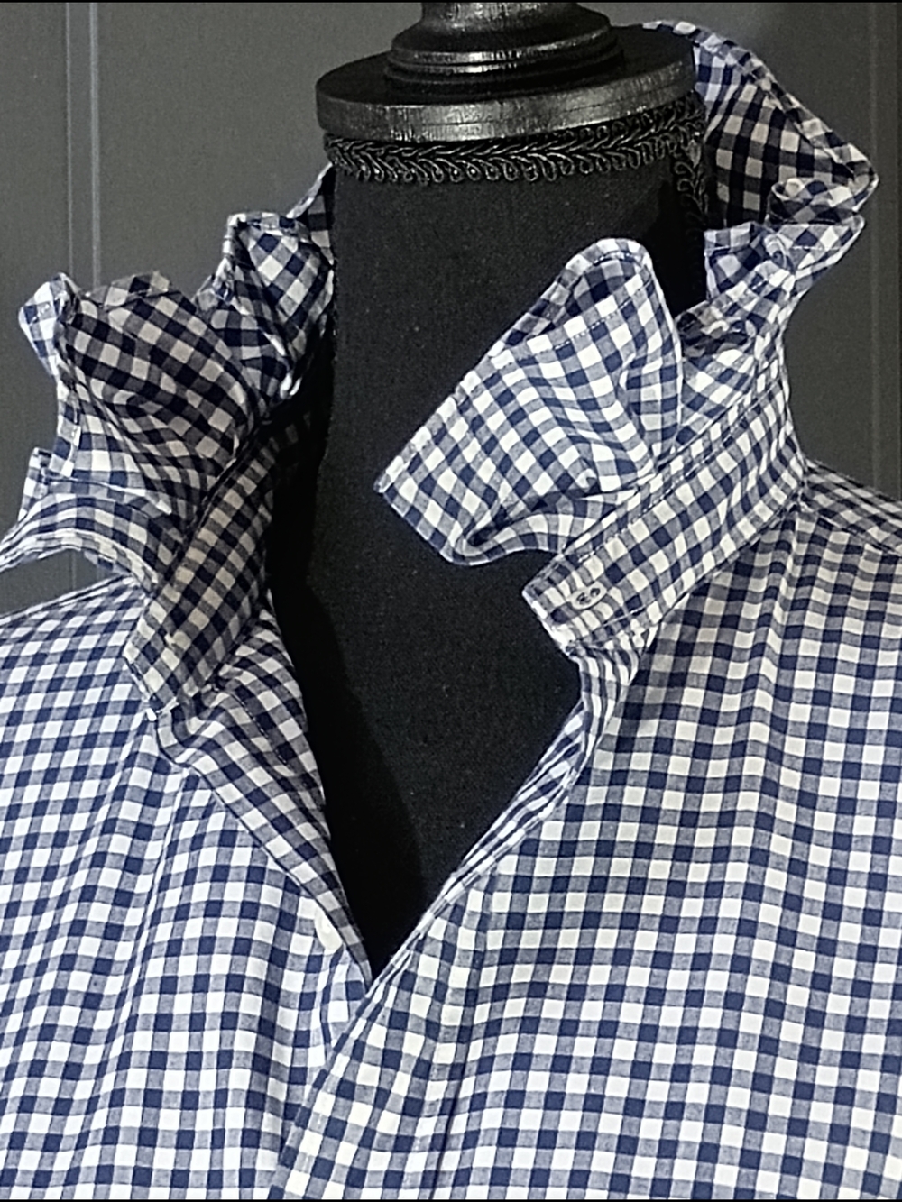 Upcycled Women's Ralph Lauren Ruffled Collar Shirt - Picture 2 of 8